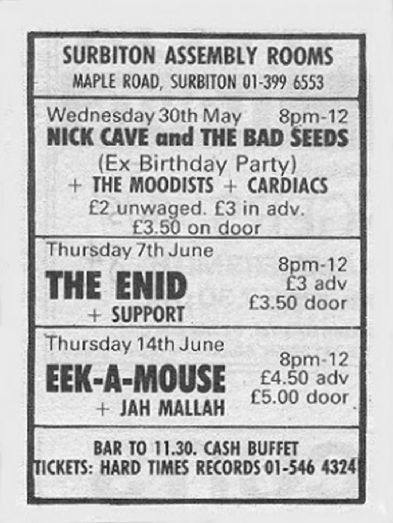 Nick Cave And The Bad Seeds - Nick Cave and the Bad Seeds, Surbiton Assembly Rooms, Surbiton, 1984